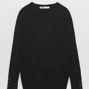 Zara Basic Knit Sweater with gold buttons